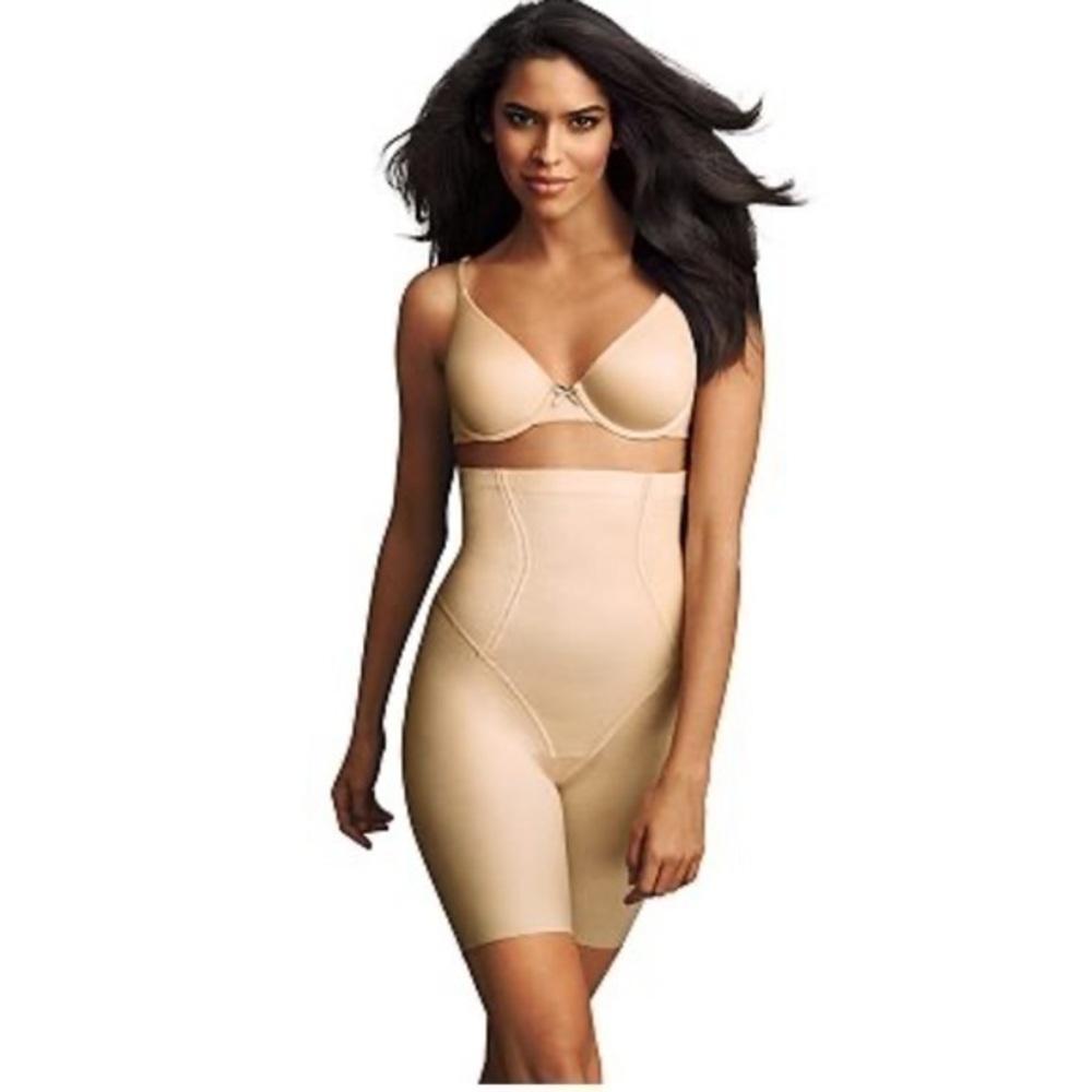 New Maidenform Power Slimmers Body Shaper High Waist Firm Control Beige
